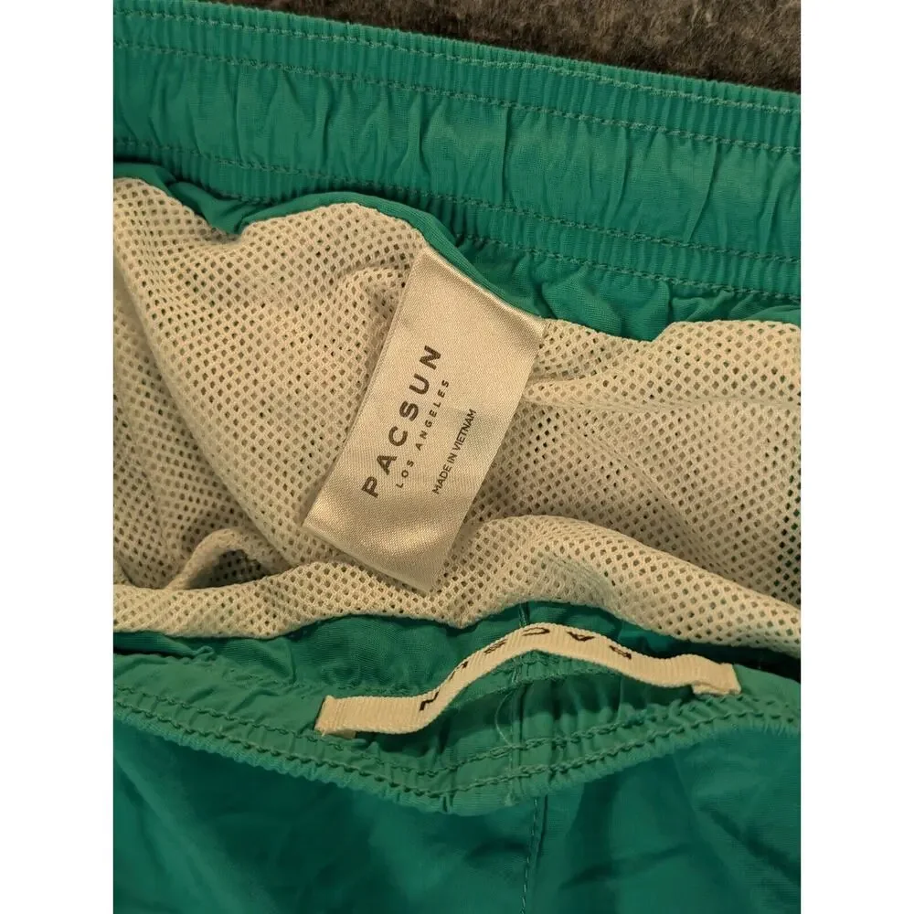 Pacsun Swim Trunks Mens Medium Nylon Teal Pocket Mesh Lining